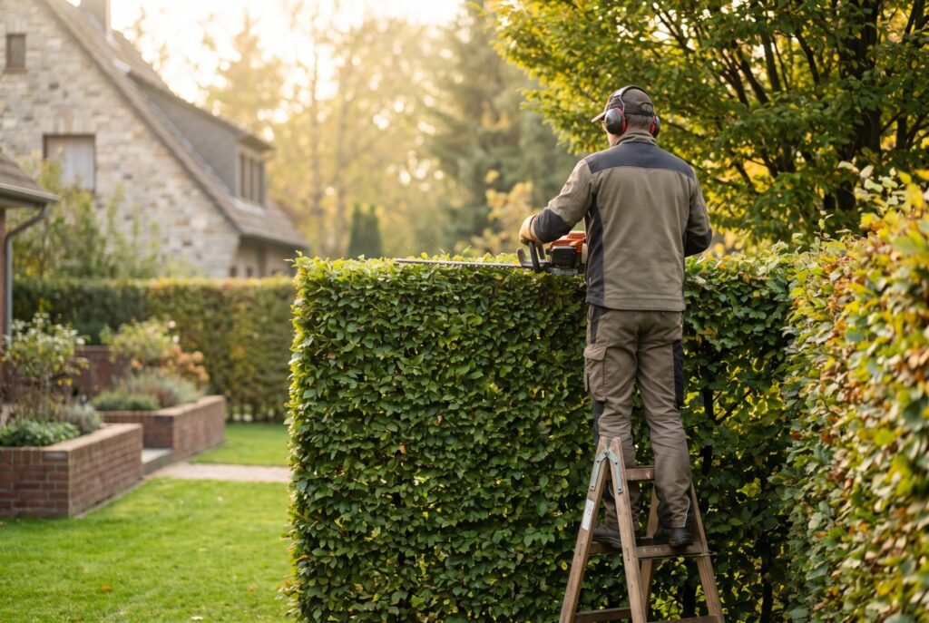 Heckenschnitt einer Hainbuchenhecke in Kolkwitz – Baumpflege Hahm