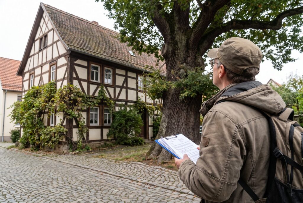 Fällgenehmigung: Unterlagen vor einem Stadtbaum